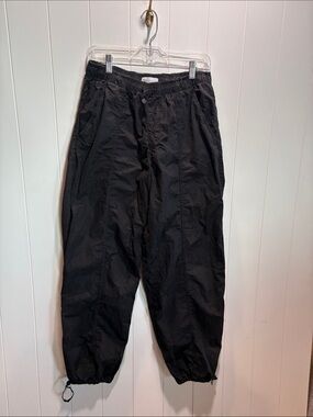 Zara black cotton parachute pants adjustable cinch waist and cuffs M